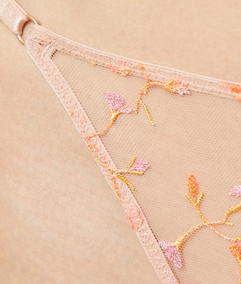 Embroidered Tulle Thong;${refinementColor}
