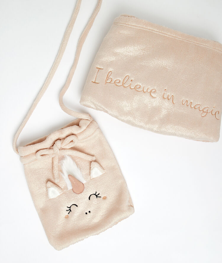 Plaid licorne "i believe in magic" rose.