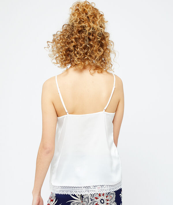 Lace neck satin top Lace neck satin top;${refinementColor}