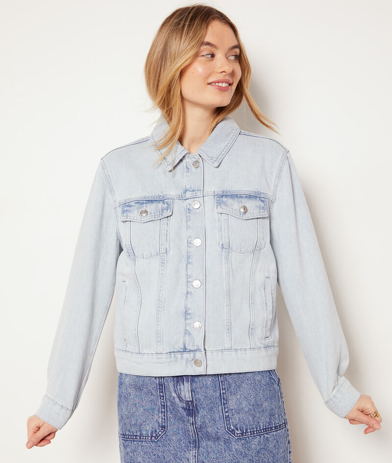 Pure Cotton Denim Jacket;${refinementColor}