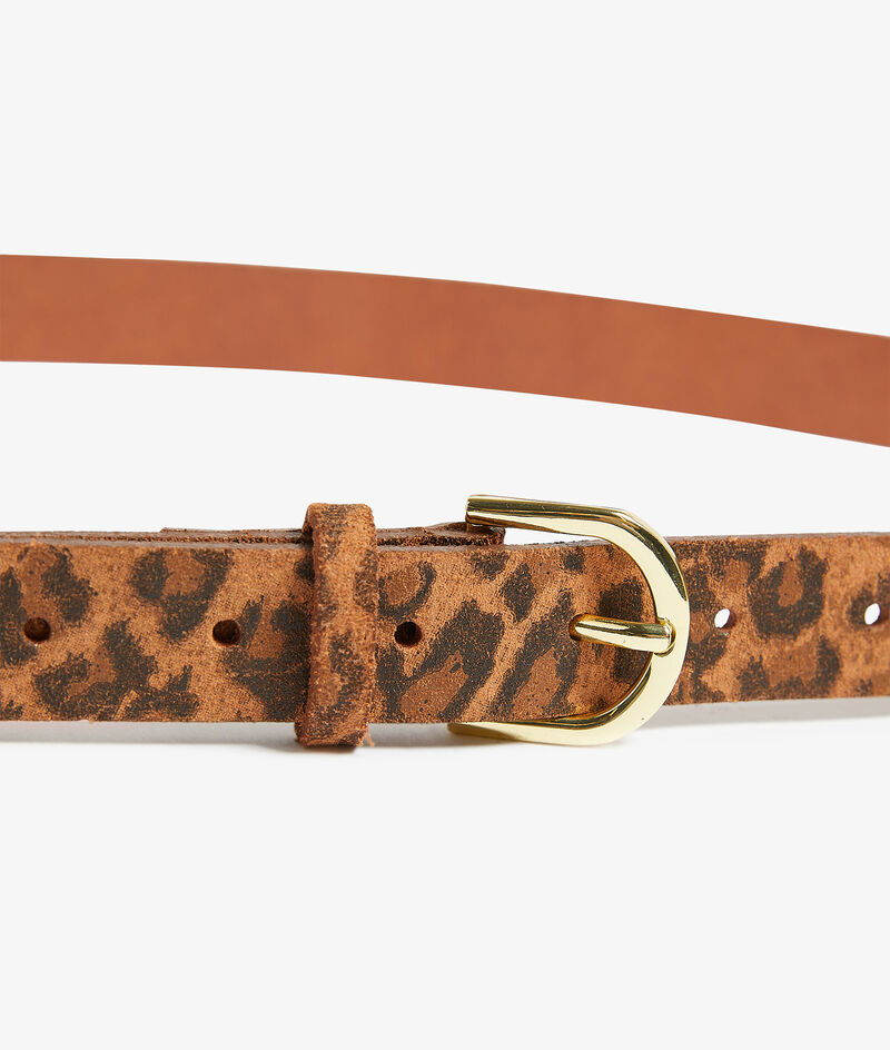Leopard print leather belt;${refinementColor}