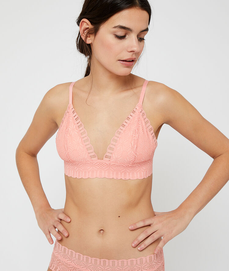 Bra no 8 - triangle bra without underwire, removable pads peach.
