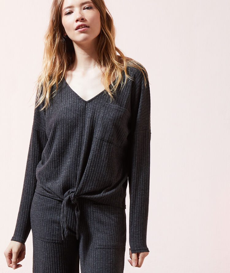 Top c&ocirc;tel&eacute; loungewear anthracite.