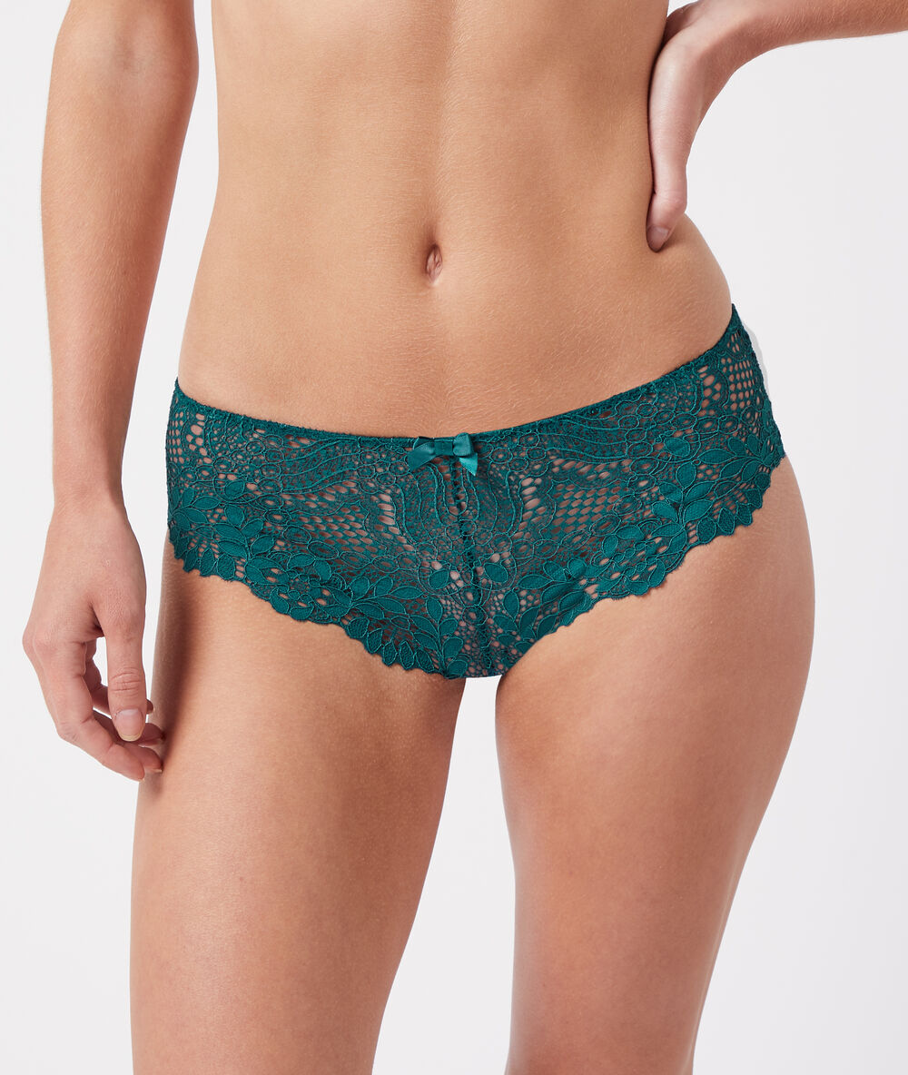 Lace shorty blue green.