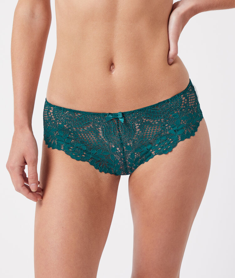 Lace shorty blue green.