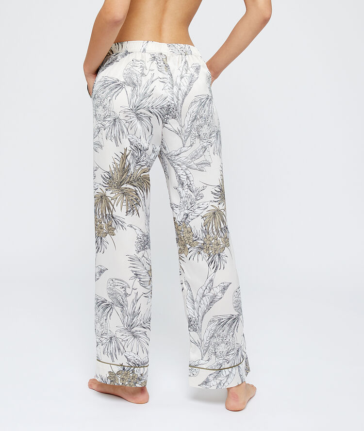 Trousers in a foliage print  white.