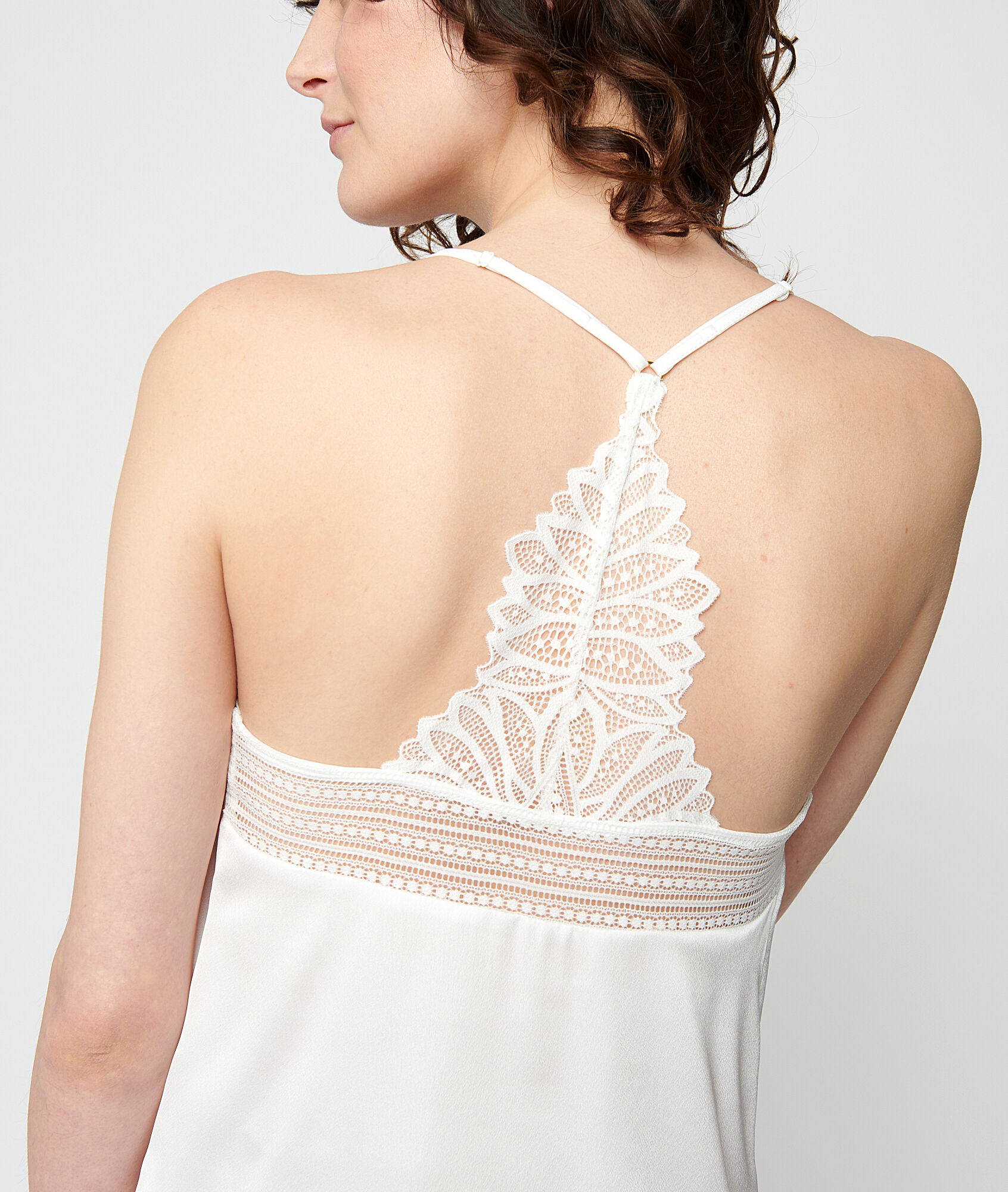 white lace satin cami