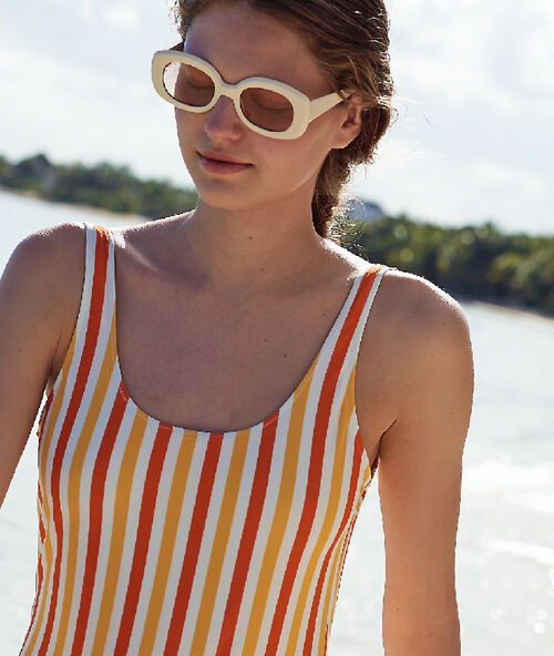 Striped swimsuit white.