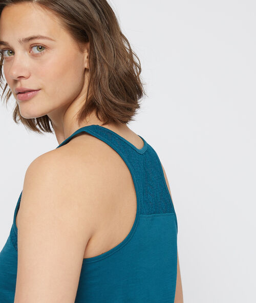 Cotton vest petrol blue.