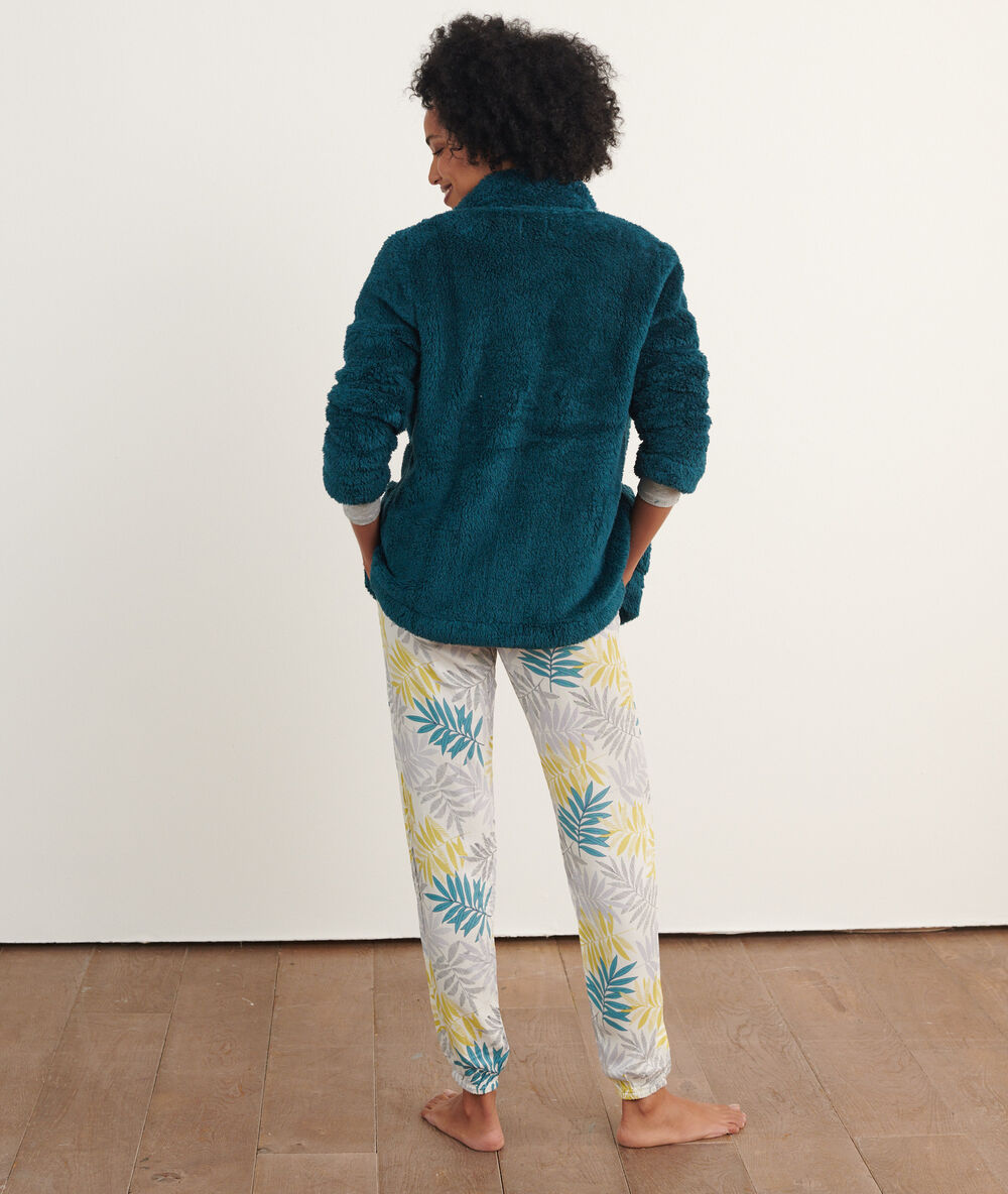 Floral print 3 pieces pyjama turquoise.