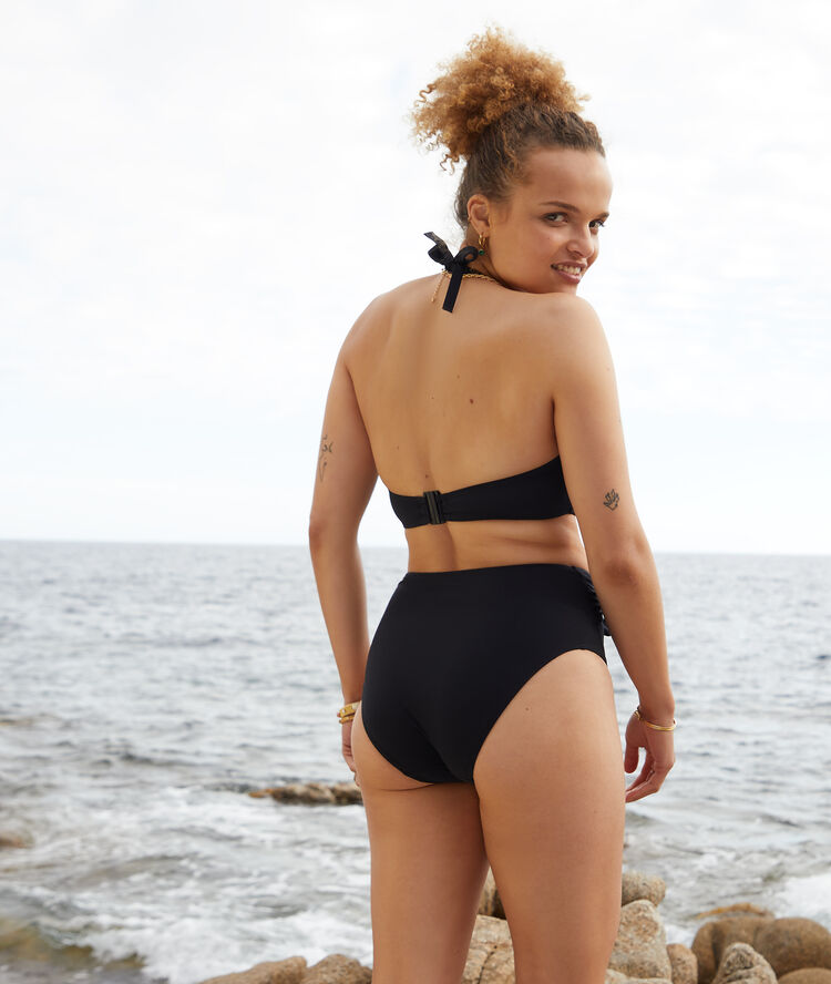 Light padded bandeau bikini top black.