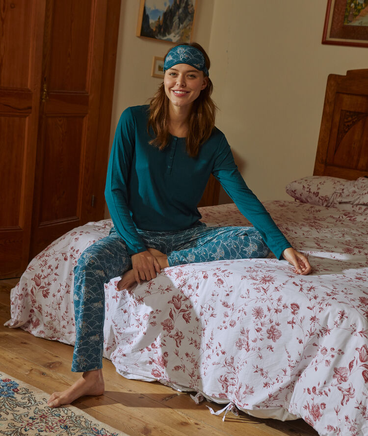 Coffret pyjama et masque vert canard.