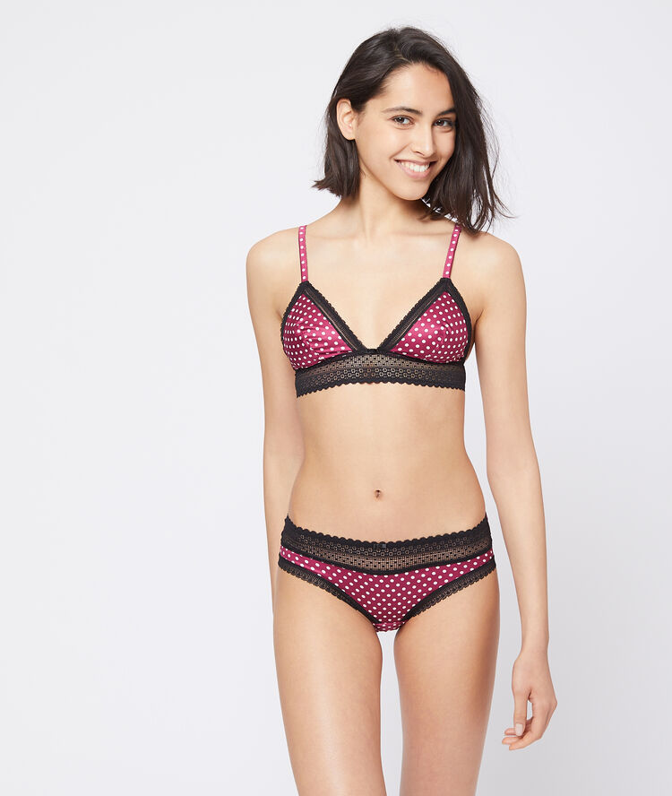 Satin triangle bra purple.