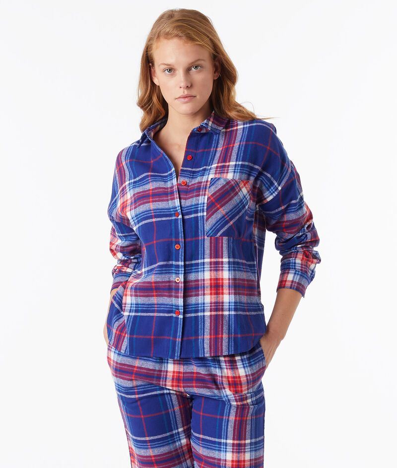 100% organic cotton checkered pajama shirt;${refinementColor}