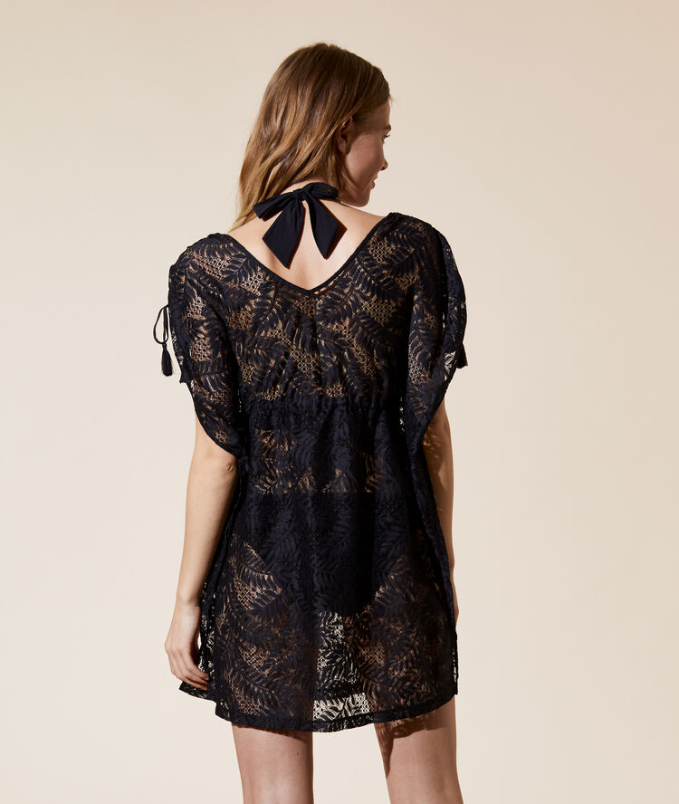 Lace beach cover up black.