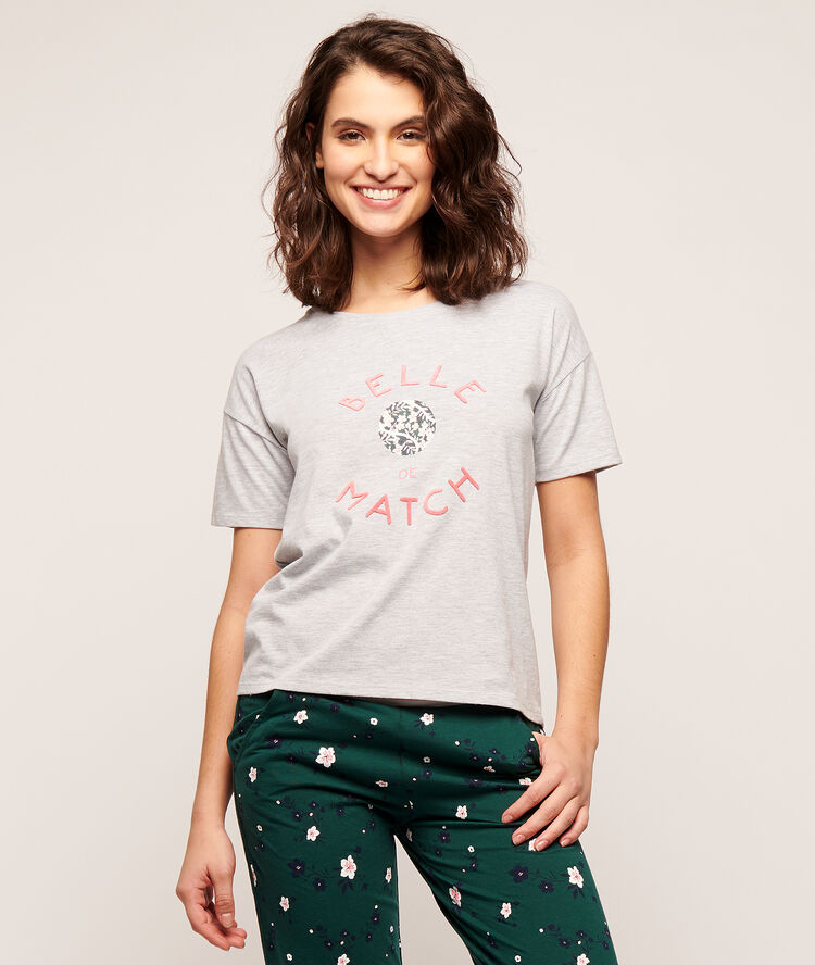 Belle de match' printed t-shirt   grey.
