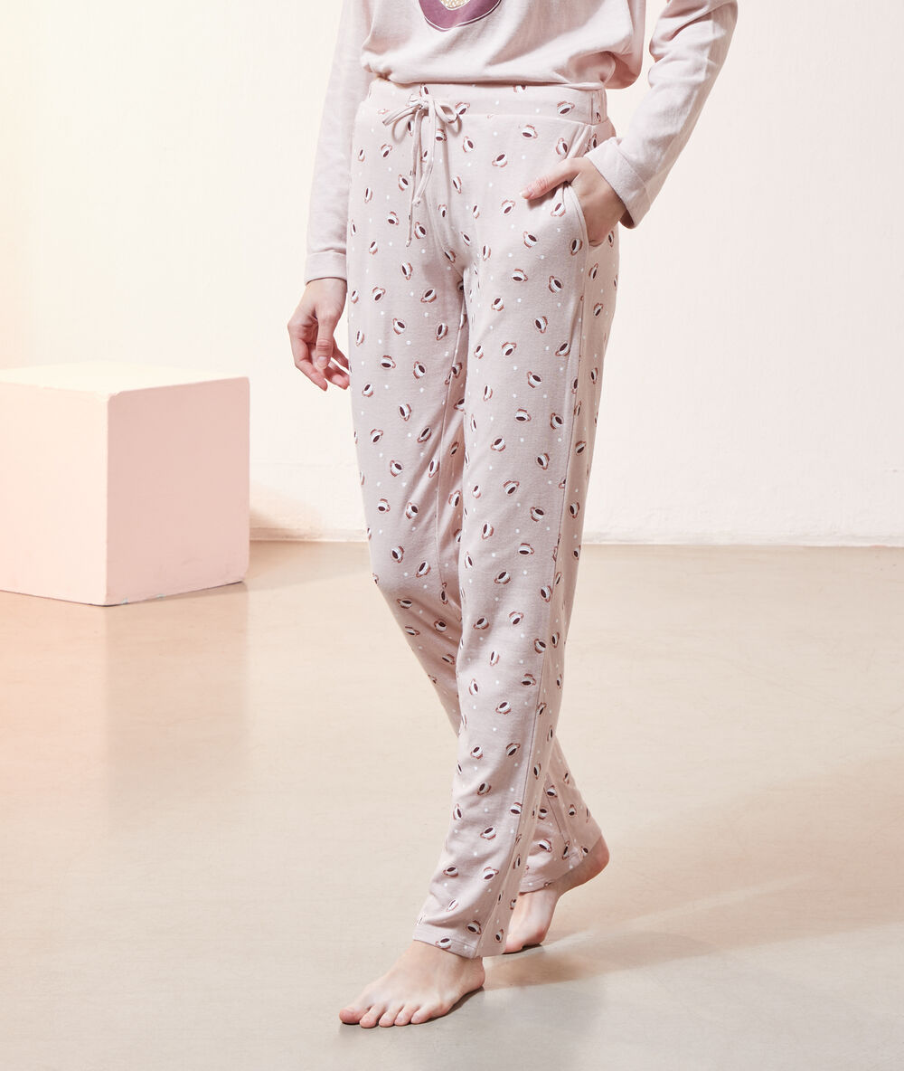 Trousers in print pink.