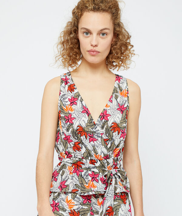 Belted wrap top Belted wrap top;${refinementColor}