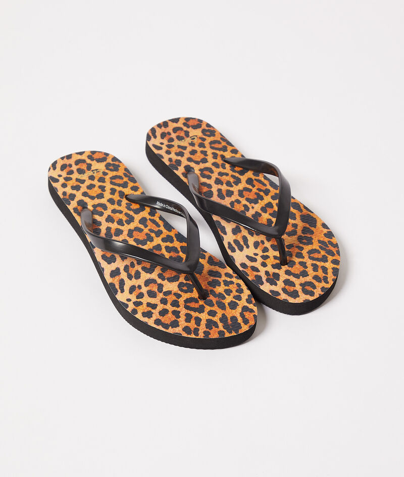 Leopard Print Flip Flops;${refinementColor}