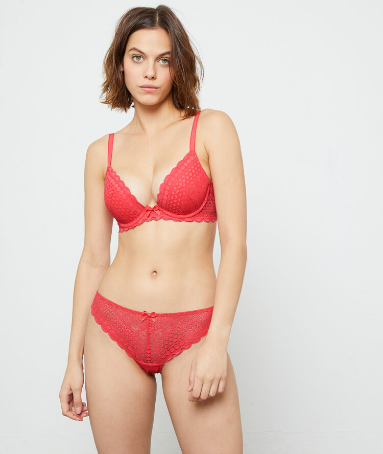 Plunge push-up bra n°2 coral.