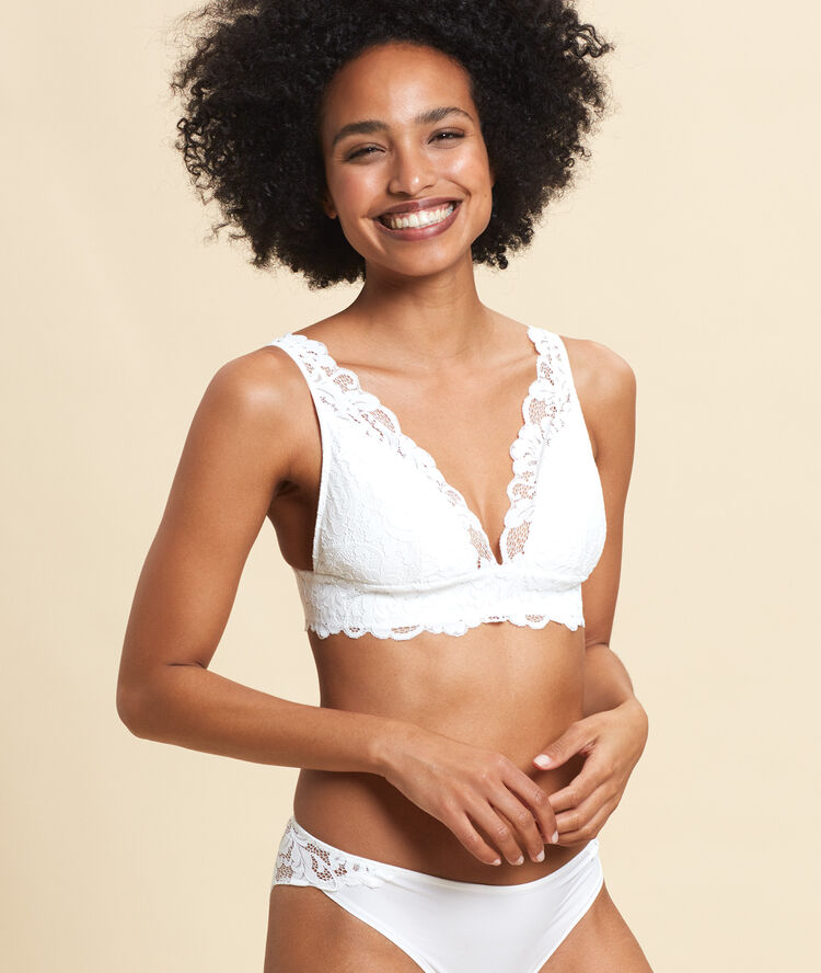Soutien-gorge n&deg;8 - triangle sans armatures, pads amovibles ecru.