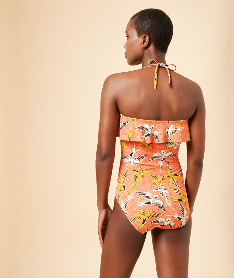 One-piece swimsuit, removable pads coral.