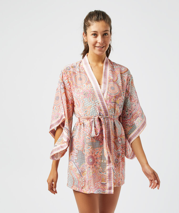 Printed satin kimono multicoloured.