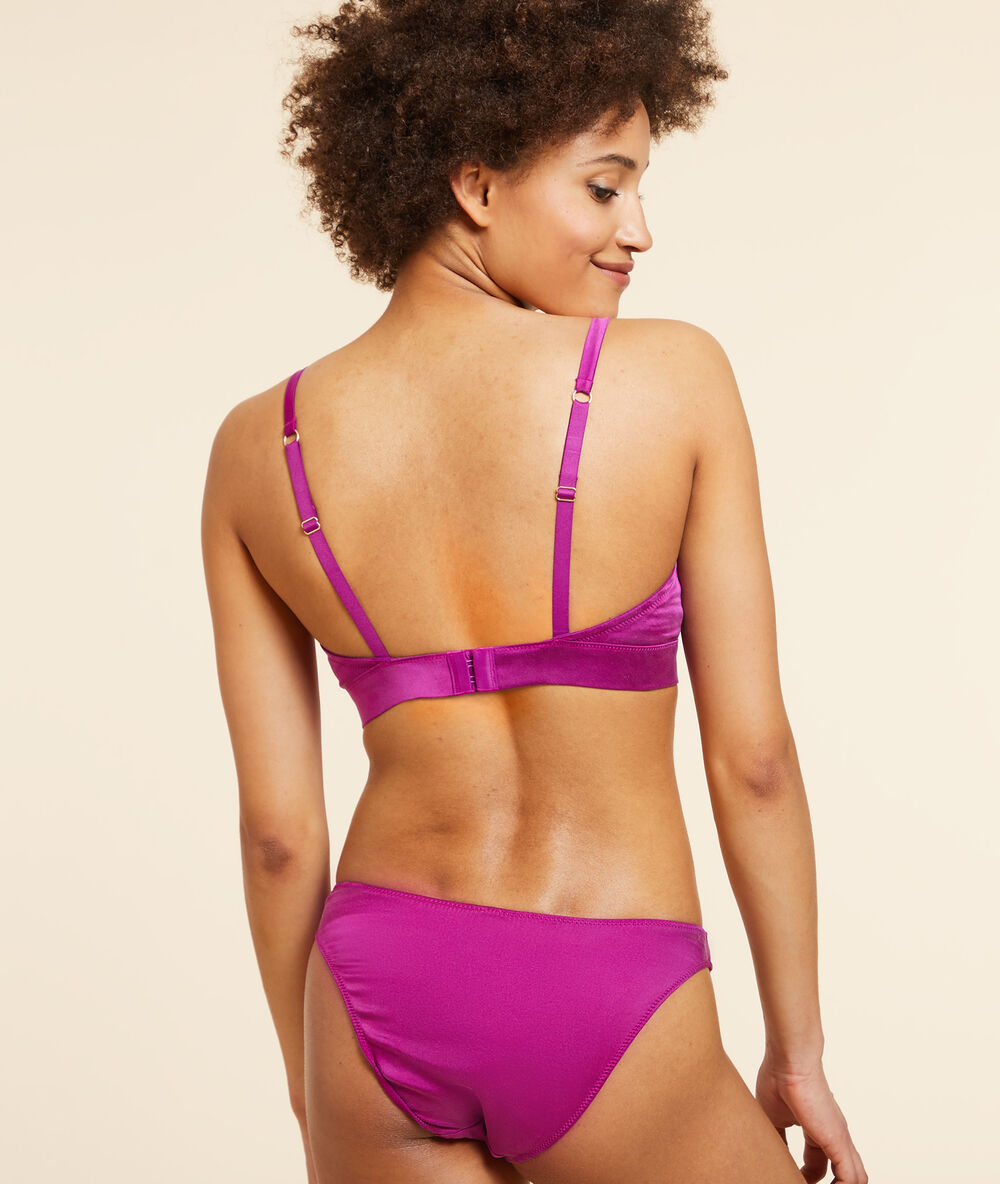Silk underwire triangle bra fushia.