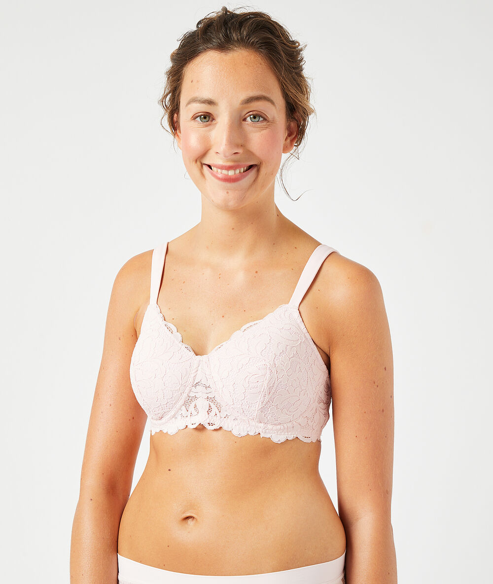 Post-masectomy light padded bra powdery pink.