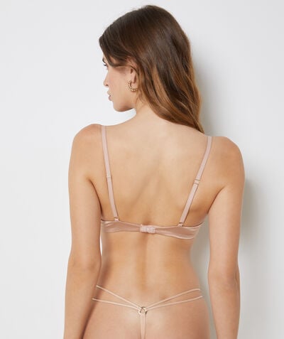 Lightly padded tulle and silk bra;${refinementColor}