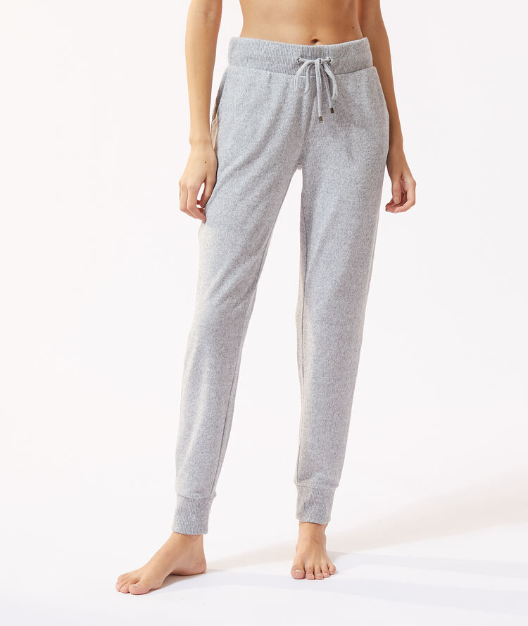 Pantalon loungewear &agrave; lacet gris.