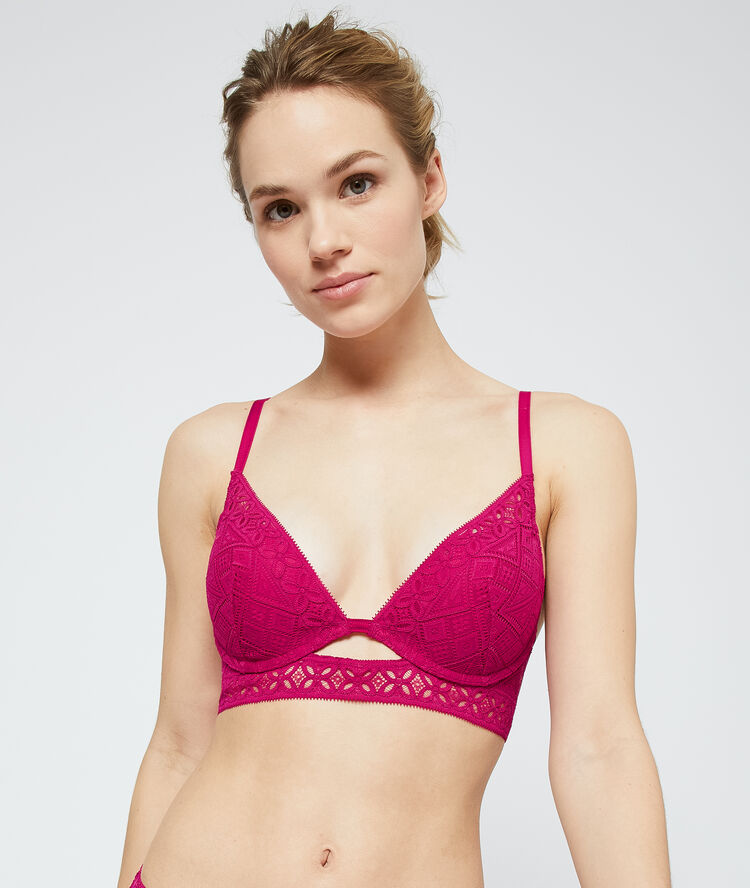Lace trimmed push-up bra fuchsia.