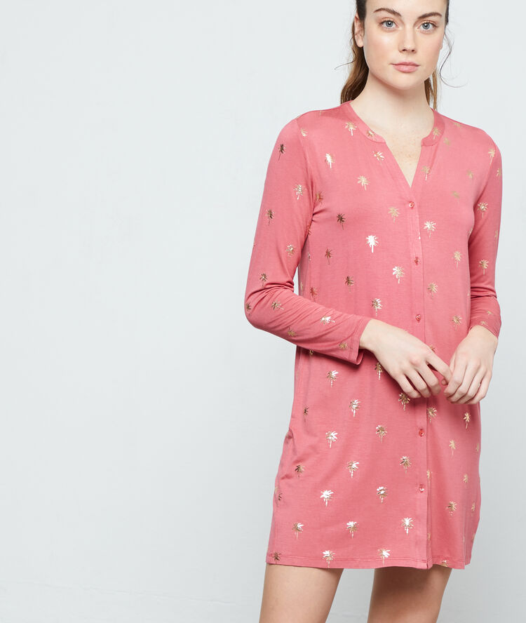 Palm tree printed nightshirt pink.