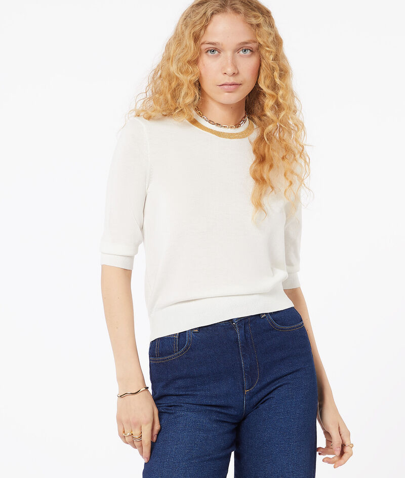 Knitted jumper with short sleeves;${refinementColor}