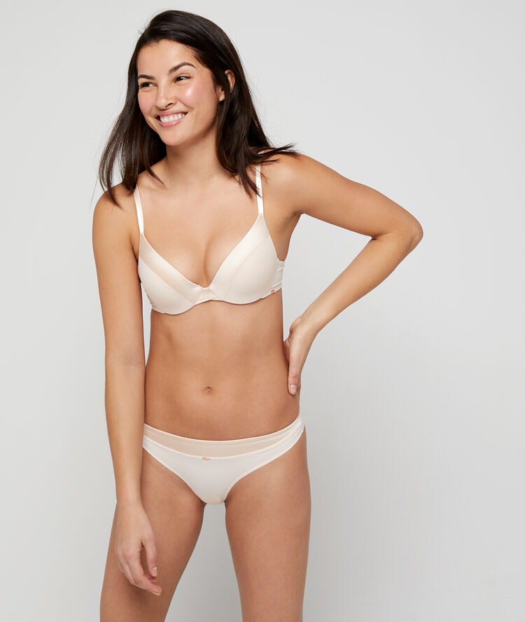 Bra no. 2 - microfibre plunge push-up bra  rose poudre.