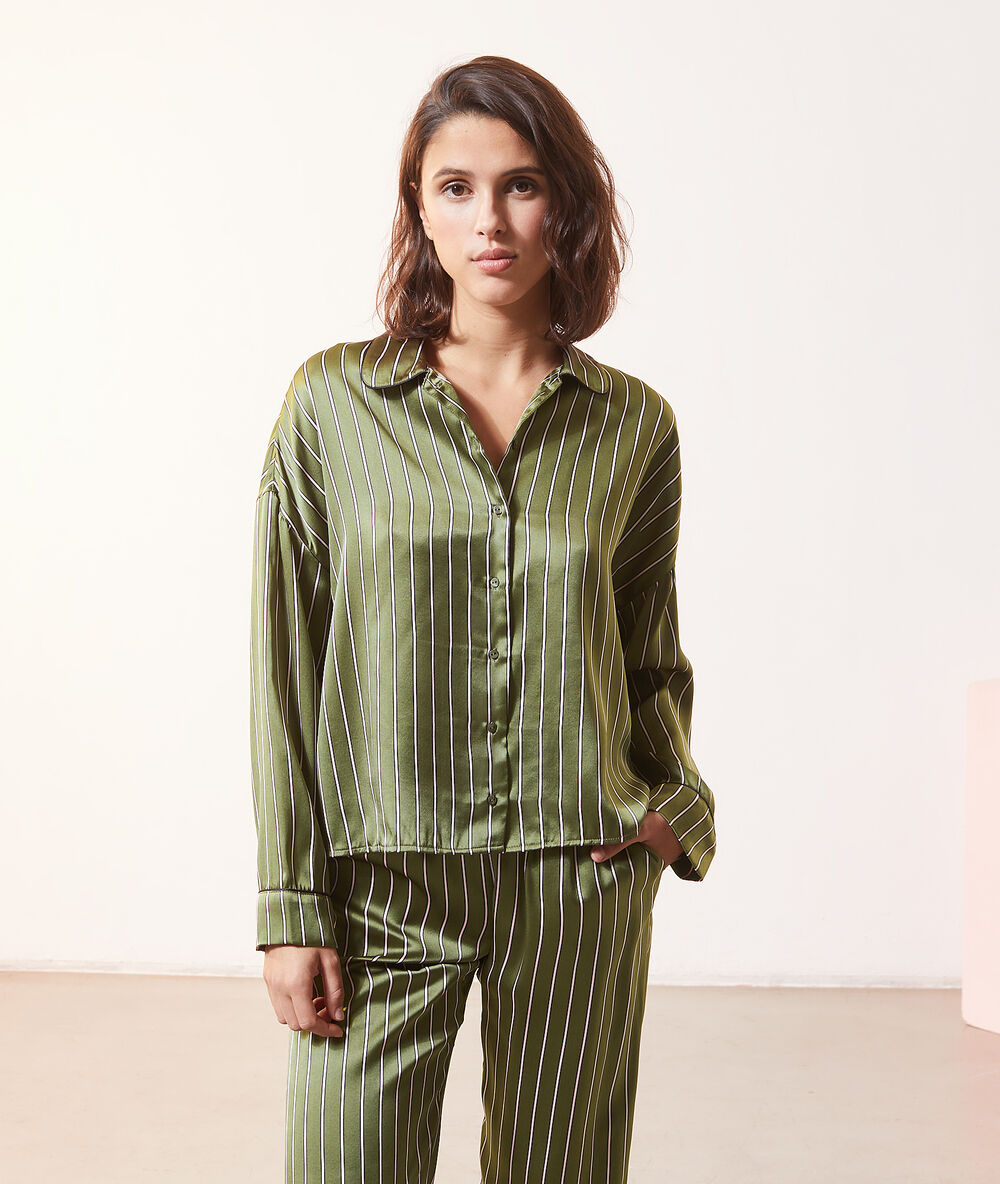 Silk pyjama shirt khaki.