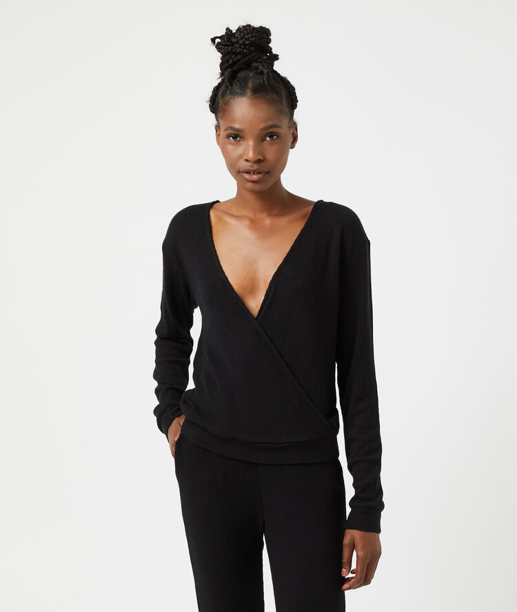 Top cache-coeur c&ocirc;tel&eacute; noir.