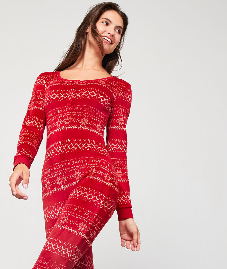 Love' print onesie red.