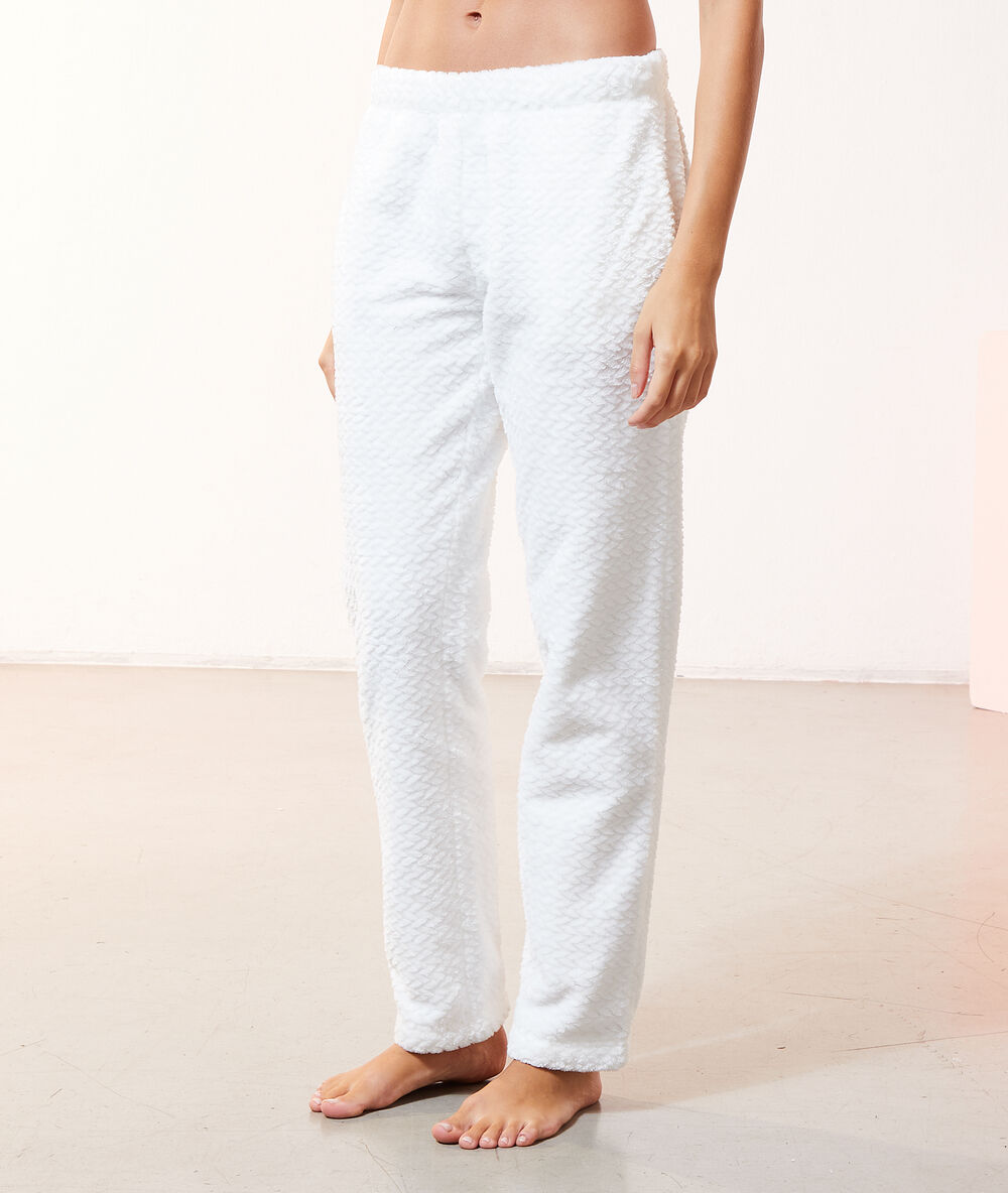 Fleece-lined trousers off white.