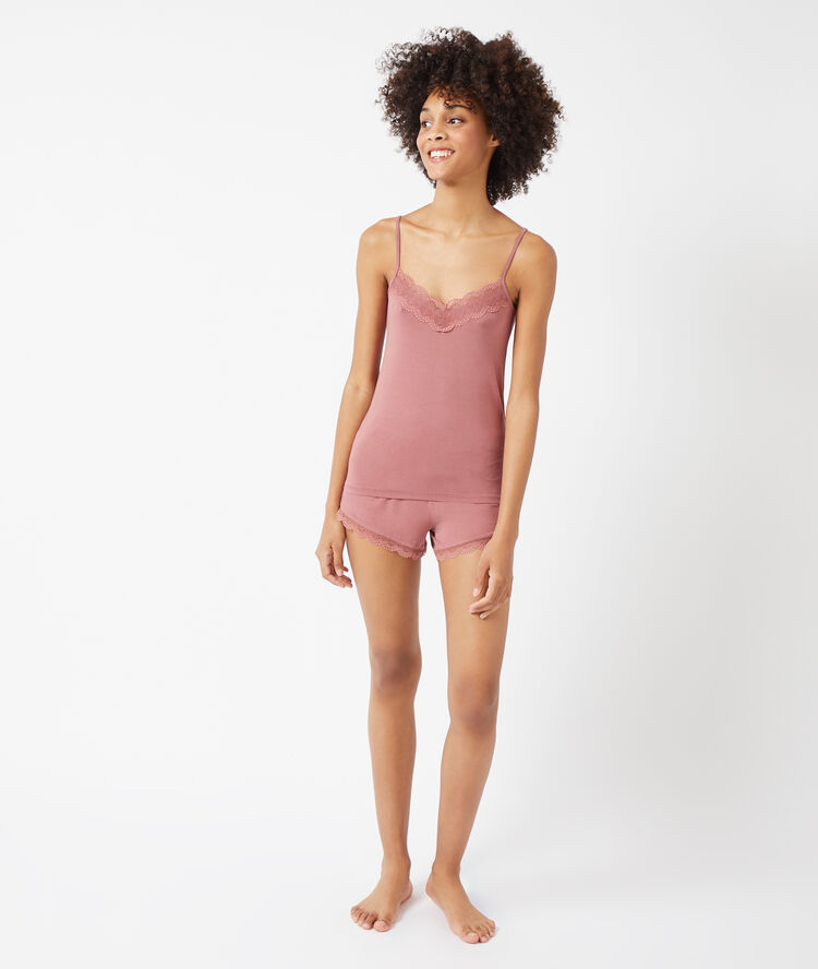 Caraco d&eacute;tails dentelle blush.