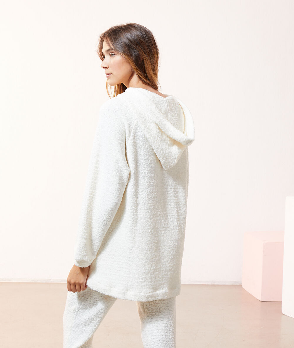 Loungewear hooded sweatshirt off white.
