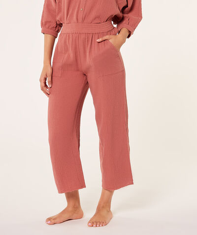 Pantalon de pyjama 7/8 taille haute 100% coton;${refinementColor}