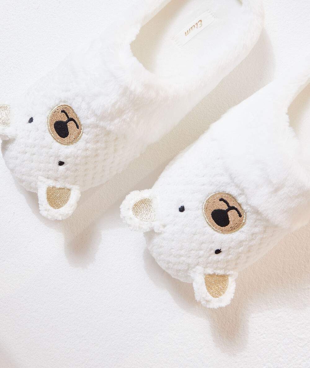 Bear mule slippers ecru.