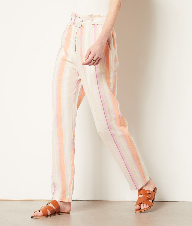 Carrot-Fit Pants In Linen Blend;${refinementColor}