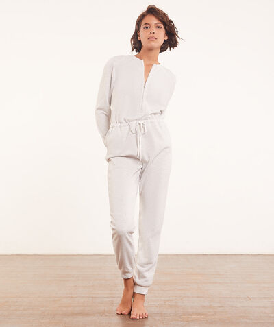 Zipped jumpsuit with tie at waist   ;${refinementColor}
