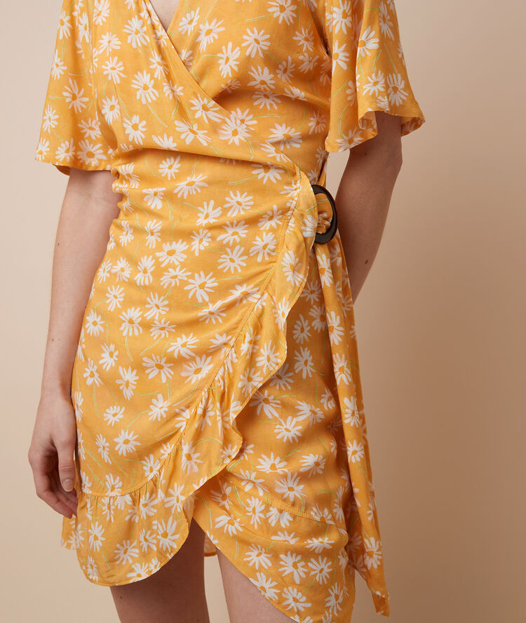 Floral print dress yellow.