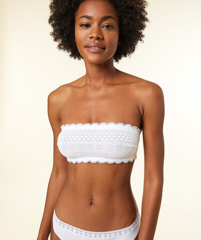 Lace strapless wireless bra;${refinementColor}