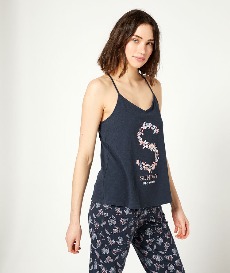 Sunday in summer' tank top navy blue.