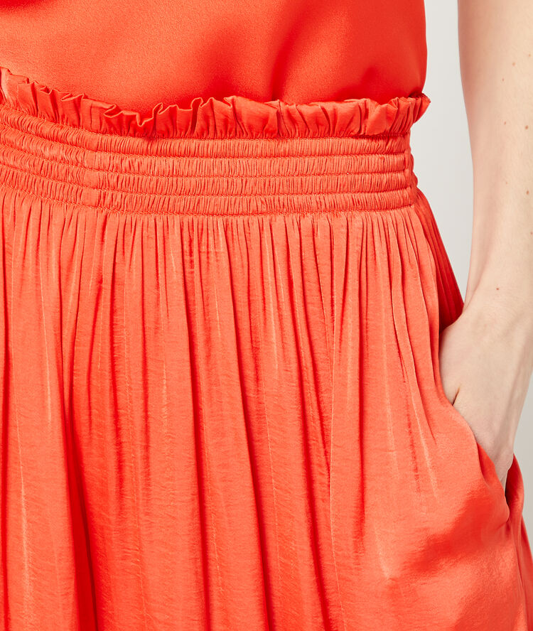 Loose trousers with smocked belt vermilion.