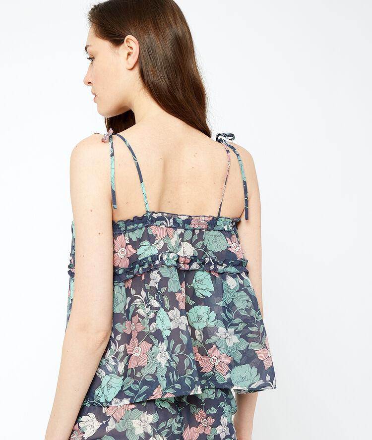 Floral print top navy.